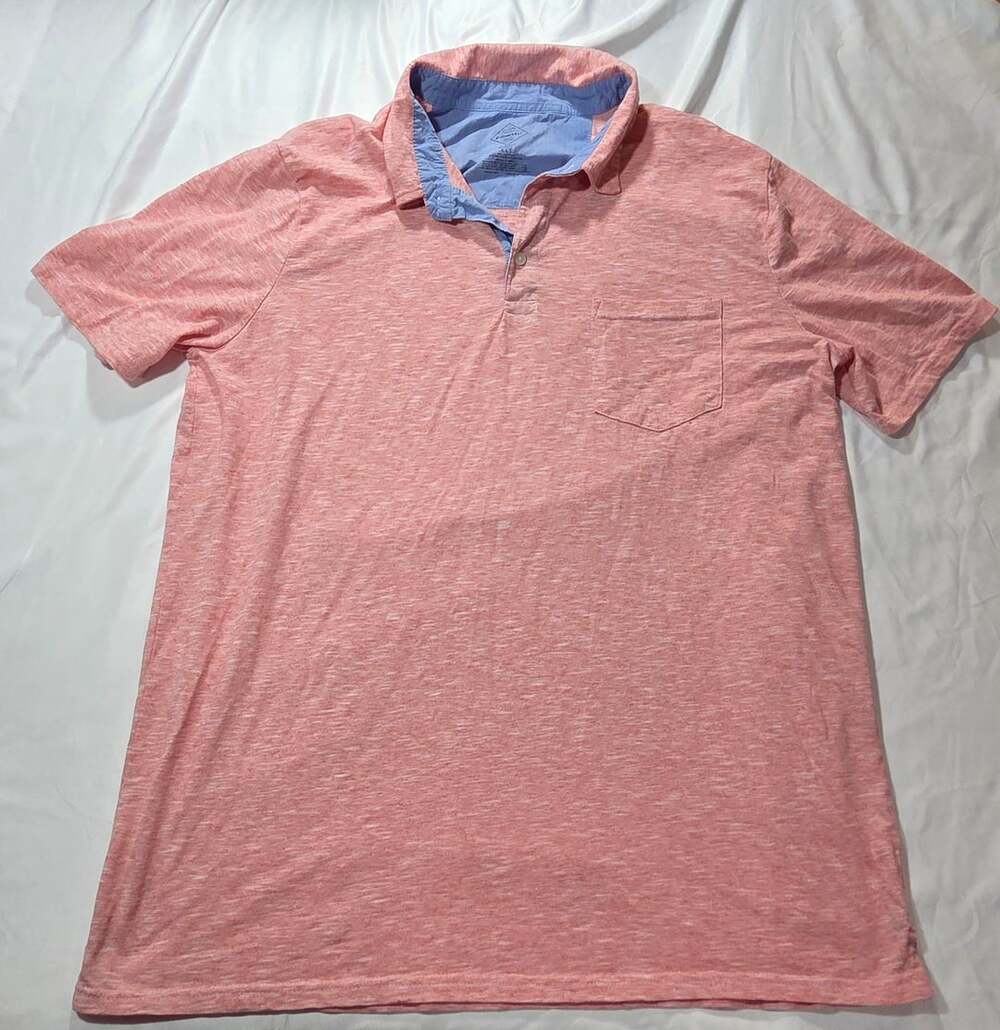 St. John's Bay Polo Shirt XLT Coral Red Heathered Pocket